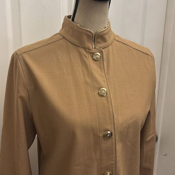 St.John Sport Chic Camel Button-Up Blouse, S - Picture 2 of 8